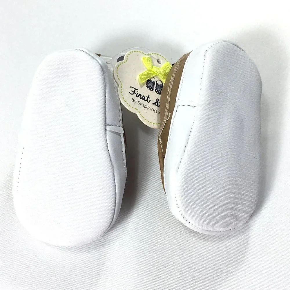 2 NWT First Steps 6M-9M Baby Shoes Boys Moccasins Loafers 3 Blue Brown Toddler